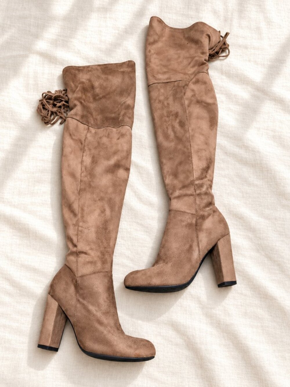 Bamboo Taupe Over-the-Knee Boots — $20